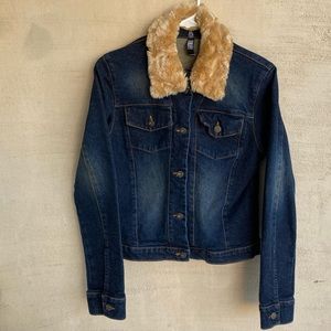 Laundry denim jacket with faux fur collar